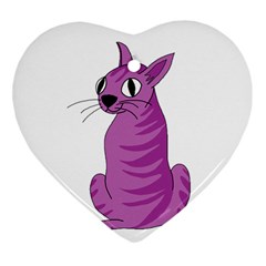 Purple Cat Heart Ornament (2 Sides) by Valentinaart