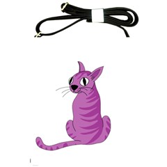 Purple Cat Shoulder Sling Bags by Valentinaart