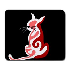 Red Abstract Cat Large Mousepads by Valentinaart