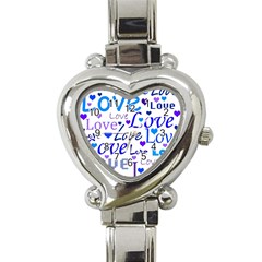 Blue And Purple Love Pattern Heart Italian Charm Watch by Valentinaart