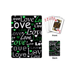 Green Valentine s Day Pattern Playing Cards (mini)  by Valentinaart