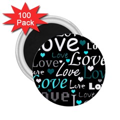 Valentine s Day Pattern - Cyan 2 25  Magnets (100 Pack)  by Valentinaart