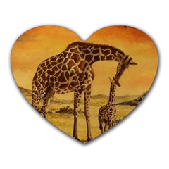 Giraffe Mother & Baby Heart Mousepads by ArtByThree