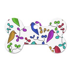 Birds And Flowers Dog Tag Bone (two Sides) by Valentinaart