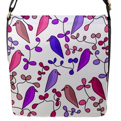 Flowers And Birds Pink Flap Messenger Bag (s) by Valentinaart