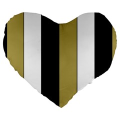 Black Brown Gold White Stripes Elegant Festive Stripe Pattern Large 19  Premium Flano Heart Shape Cushions by yoursparklingshop
