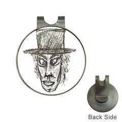 Man With Hat Head Pencil Drawing Illustration Hat Clips With Golf Markers by dflcprints