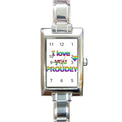 I Love You Proudly 2 Rectangle Italian Charm Watch by Valentinaart