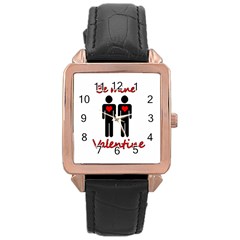 Be Mine Valentine Rose Gold Leather Watch  by Valentinaart
