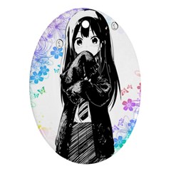 Shy Anime Girl Oval Ornament (two Sides) by Brittlevirginclothing