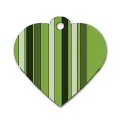 Greenery Stripes Pattern 8000 Vertical Stripe Shades Of Spring Green Color Dog Tag Heart (two Sides) by yoursparklingshop