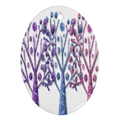 Magical Pastel Trees Ornament (oval)  by Valentinaart