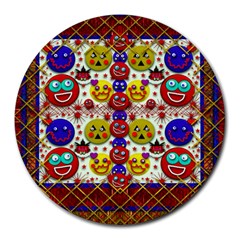 Smile And The Whole World Smiles  On Round Mousepads by pepitasart