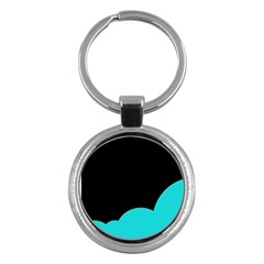 Black And Cyan Key Chains (round) 