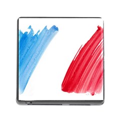 Tricolor Banner Flag France, Blue White Red Watercolor Memory Card Reader (square) by picsaspassion