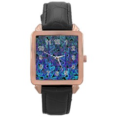 Blue Coral Rose Gold Leather Watch  by Valentinaart