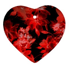 Red Flower  Heart Ornament (2 Sides) by Brittlevirginclothing
