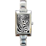 Animal Cute Pattern Art Zebra Rectangle Italian Charm Watch