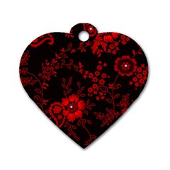 Small Red Roses Dog Tag Heart (one Side)