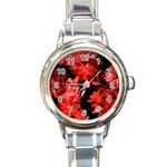 Red roses  Round Italian Charm Watch Front