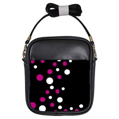 Pink And White Dots Girls Sling Bags by Valentinaart