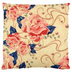 Beautiful Pink Roses Large Cushion Case (two Sides) by Brittlevirginclothing
