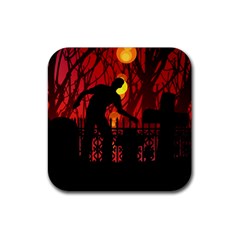 Horror Zombie Ghosts Creepy Rubber Square Coaster (4 Pack)  by Amaryn4rt