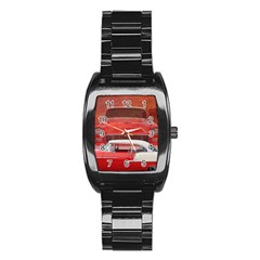 Classic Car Chevy Bel Air Dodge Red White Vintage Photography Stainless Steel Barrel Watch by yoursparklingshop