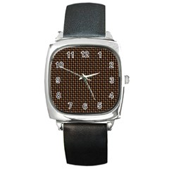Fabric Pattern Texture Background Square Metal Watch by Amaryn4rt