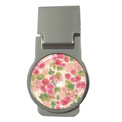 Aquarelle Pink Flower  Money Clips (round)  by Brittlevirginclothing