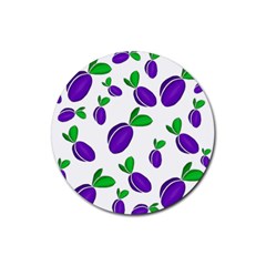Decorative Plums Pattern Rubber Coaster (round)  by Valentinaart