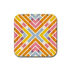 Line Pattern Cross Print Repeat Rubber Square Coaster (4 Pack)  by Amaryn4rt