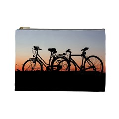 Bicycles Wheel Sunset Love Romance Cosmetic Bag (large)  by Amaryn4rt