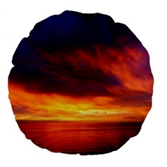Sunset The Pacific Ocean Evening Large 18  Premium Round Cushions by Amaryn4rt