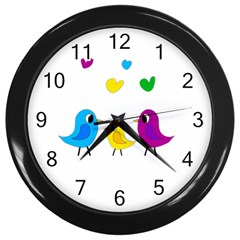 Bird Family Wall Clocks (black) by Valentinaart