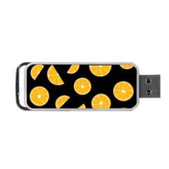 Oranges Pattern - Black Portable Usb Flash (one Side) by Valentinaart