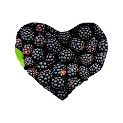 Blackberries Background Black Dark Standard 16  Premium Flano Heart Shape Cushions by Amaryn4rt