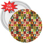 Pattern Christmas Patterns 3  Buttons (100 pack) 