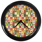 Pattern Christmas Patterns Wall Clocks (Black)