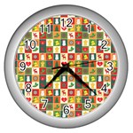 Pattern Christmas Patterns Wall Clocks (Silver) 
