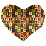 Pattern Christmas Patterns Large 19  Premium Heart Shape Cushions