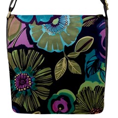 Lila Toned Flowers Flap Messenger Bag (s) by Brittlevirginclothing