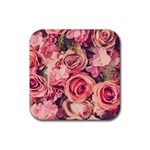 Beautiful pink roses Rubber Coaster (Square) 