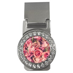 Beautiful Pink Roses Money Clips (cz)  by Brittlevirginclothing