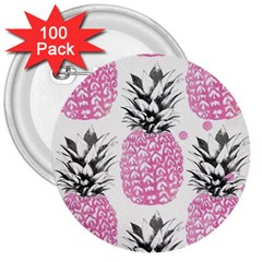 Pink Pineapple 3  Buttons (100 Pack)  by Brittlevirginclothing