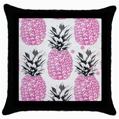 Pink Pineapple Throw Pillow Case (black) by Brittlevirginclothing