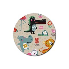 Cute Cartoon Rubber Round Coaster (4 Pack)  by Brittlevirginclothing