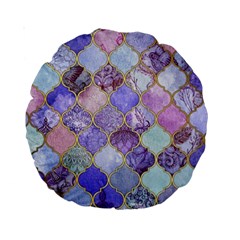 Blue Moroccan Mosaic Standard 15  Premium Round Cushions by Brittlevirginclothing