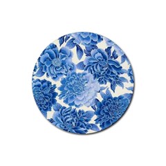 Blue Flower Rubber Round Coaster (4 Pack)  by Brittlevirginclothing