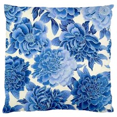 Blue Flower Large Flano Cushion Case (two Sides) by Brittlevirginclothing